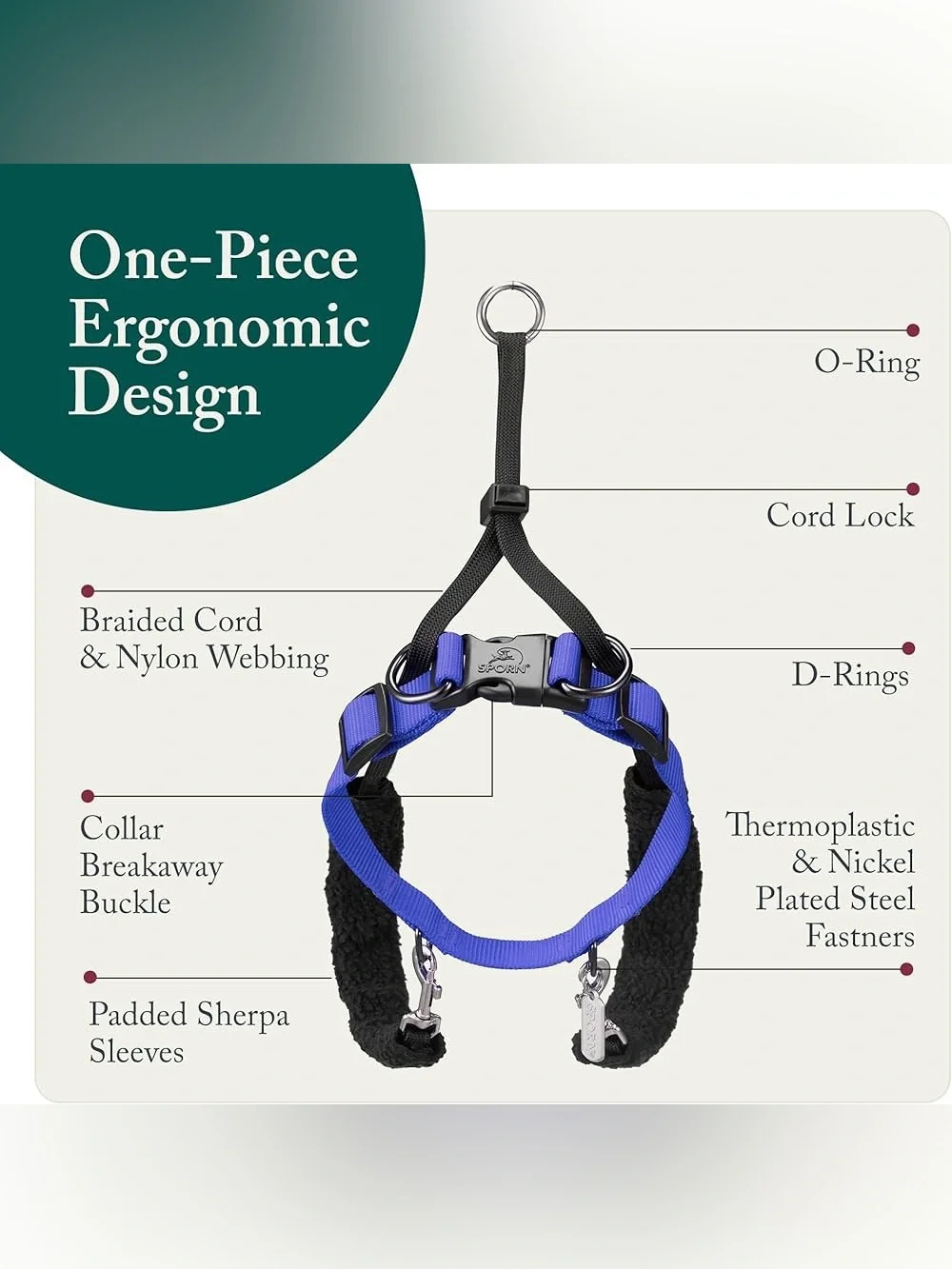 Sporn Training Halter No Pull Dog Harness -Sz Small Neck 9-12” W/Sherpa Blue NEW